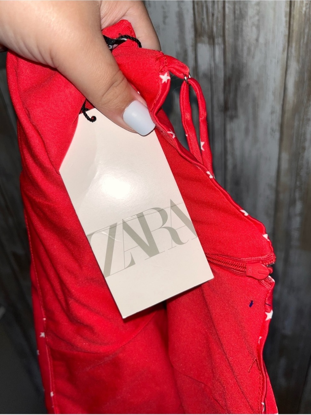 Zara Red Star Print Lace Up Satin Bodysuit NWT Y2K Festival Size L - Picture 7 of 7